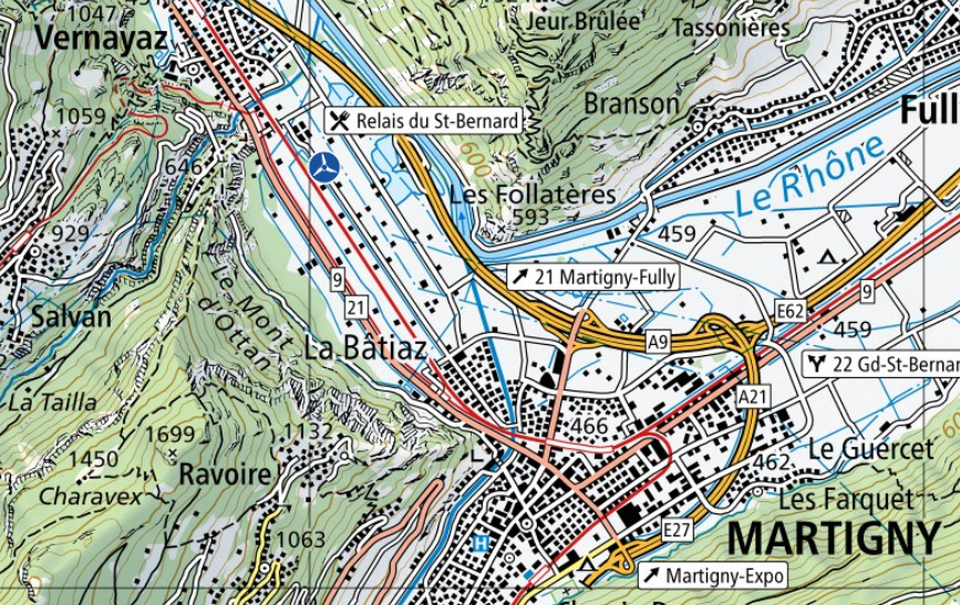 Zu sehen ist eine Karte mit der Anlage in Martigny.