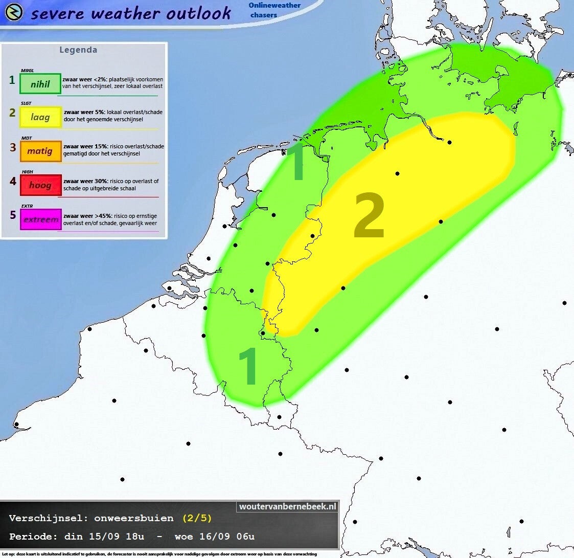 Forecast onweer / bijzondere verschijnselen (+24 uur), woutervanbernebeek.nl