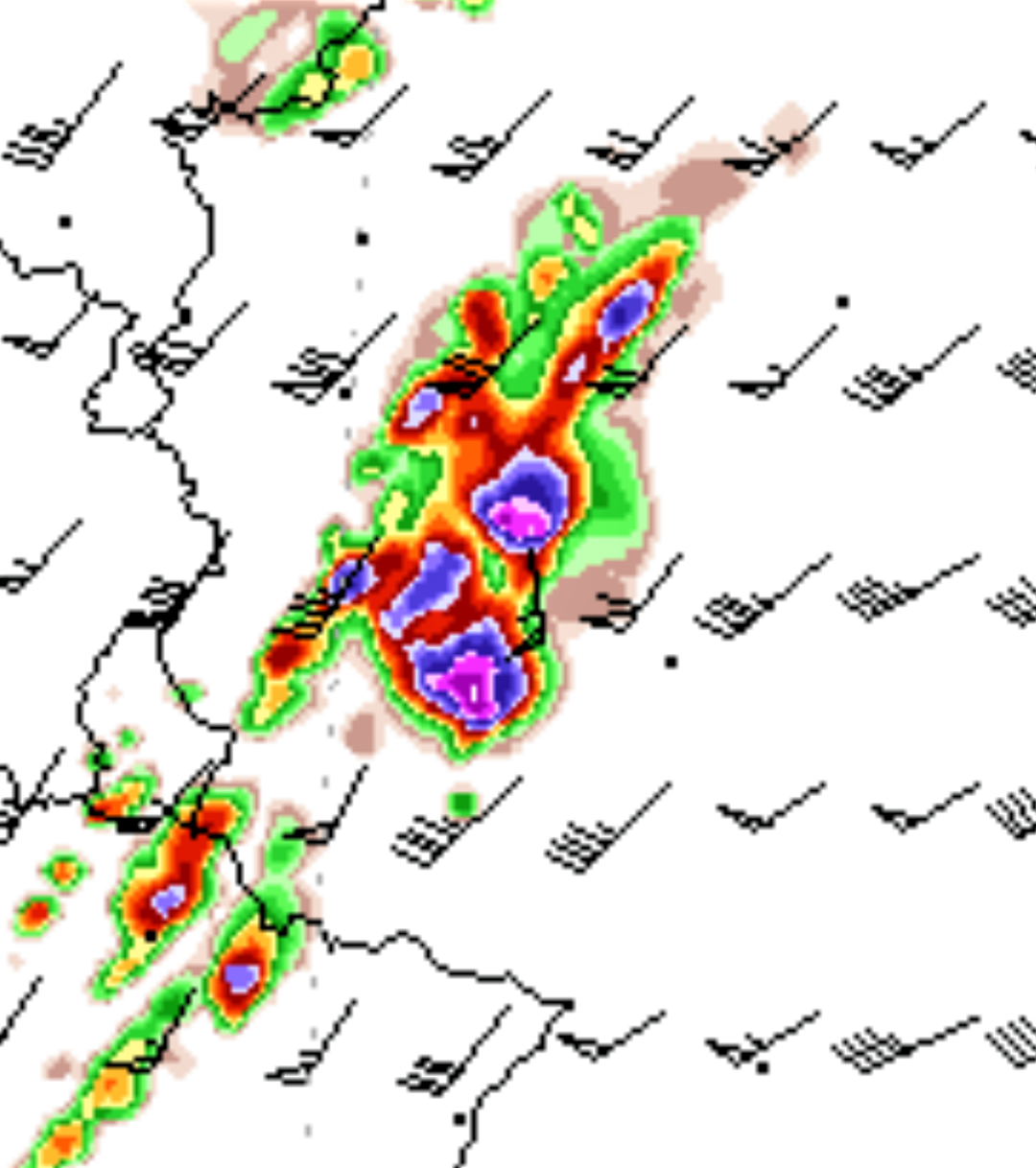 Simulaties van het WRF-model voor dinsdag 1 augustus 2017, 15z (run van 1 aug/03z)