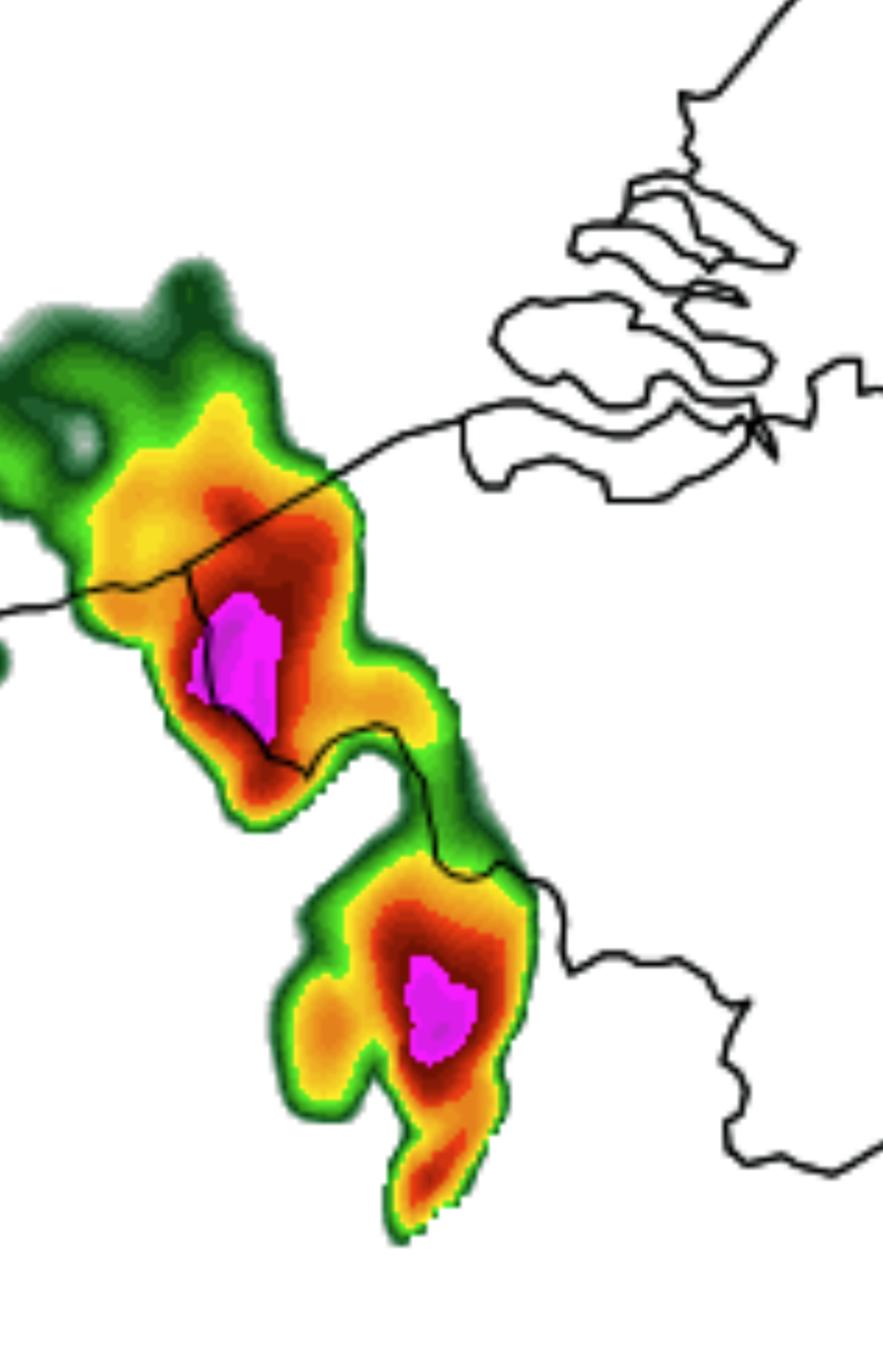 Radarsimulatie van Harmonie (06z run) voor zondagavond 23 oktober 17z/19u