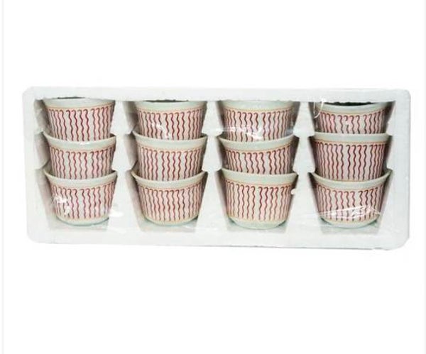 Traditional Ethiopian Coffee Cups 6 cups and saucers in red ፊንጃል
