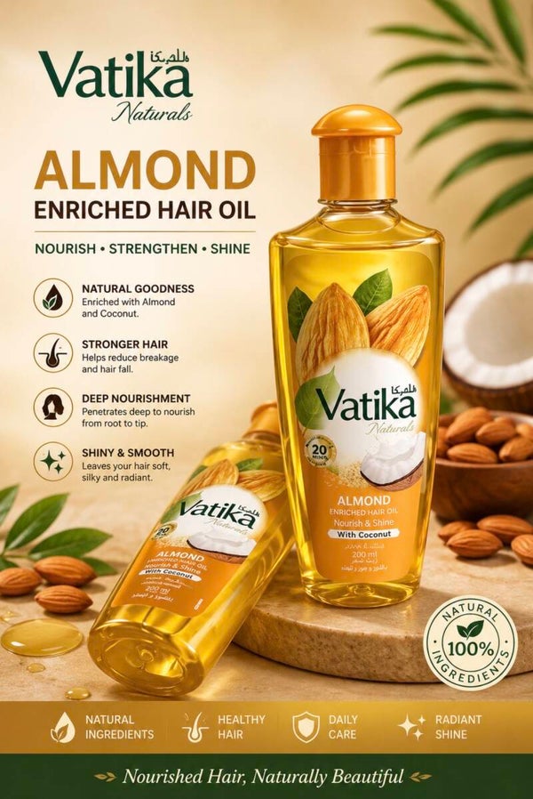 Vatika Naturals Multivitamin Enriched Almond Hair Oil 200ml