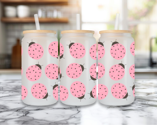 🌸 Trinkglas mit Marienkäfer-Motiv