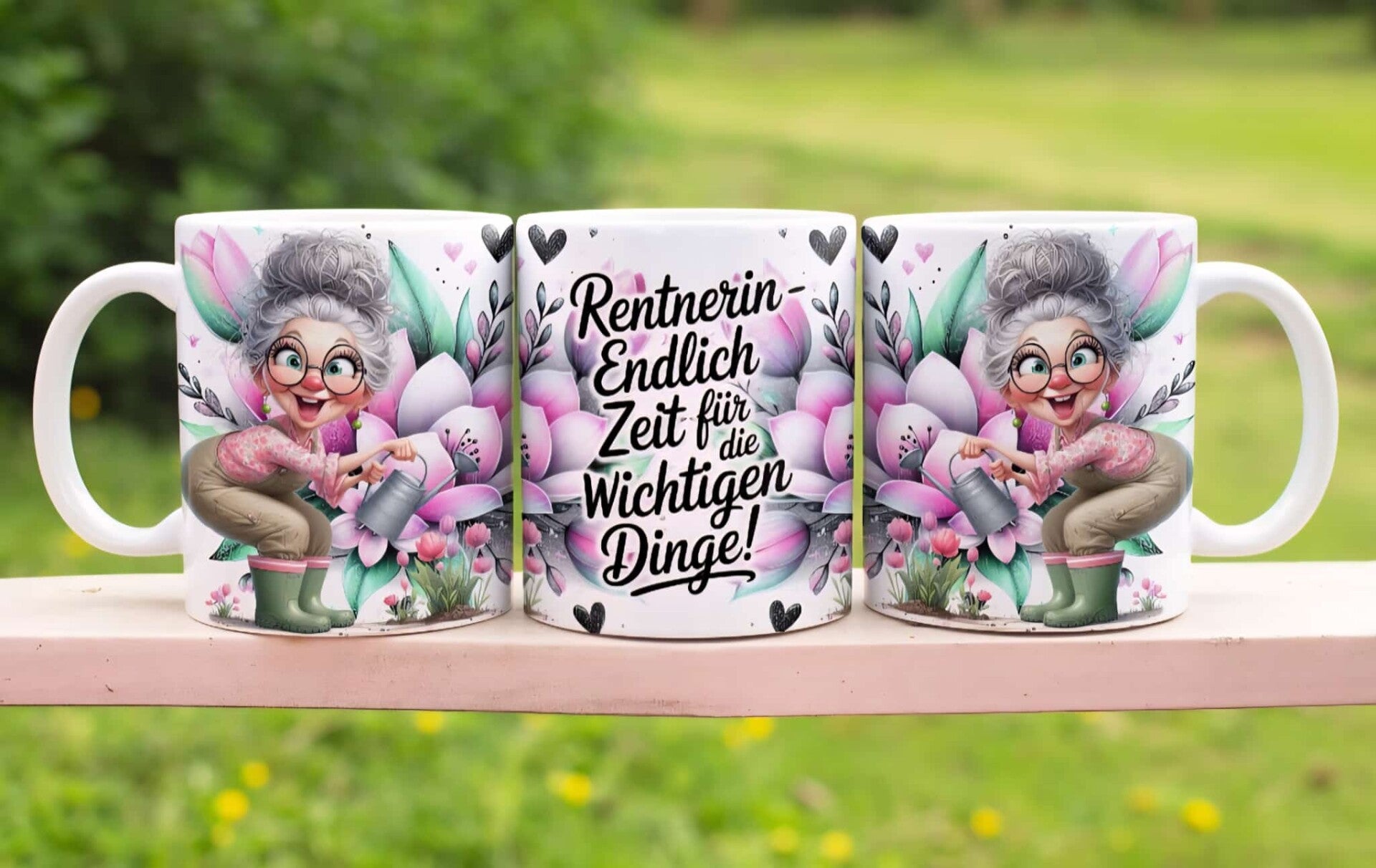 Tasse „Rentnerin – endlich Zeit für die wichtigen Dinge“