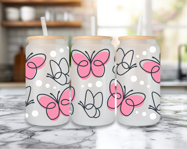 🌸 Trinkglas mit Schmetterling Motiv