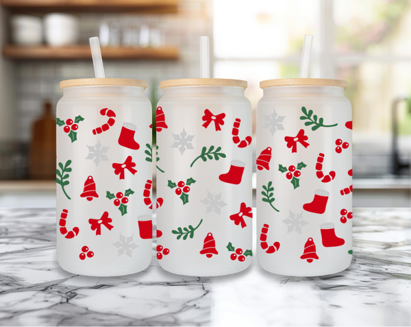 🌸 Trinkglas mit Weihnachts-Motiv