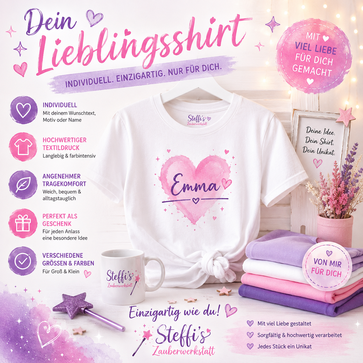 Personalisiertes T-Shirt mit Wunschmotiv