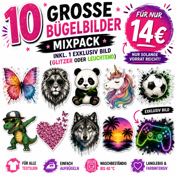 10er Mixpack Bügelbilder