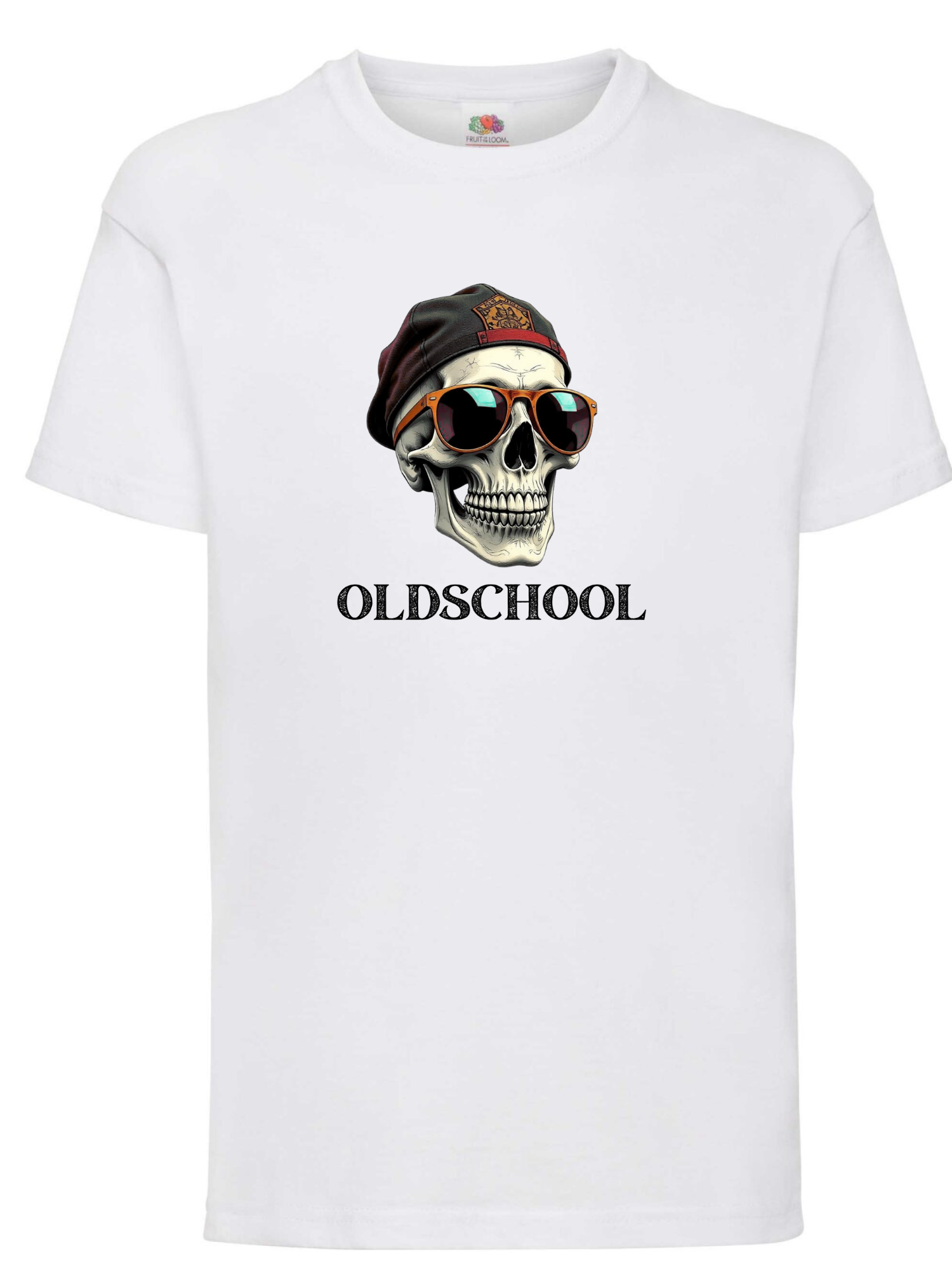 Shirt – Motiv: Totenkopf mit Aufschrift „OLDSCHOOL“