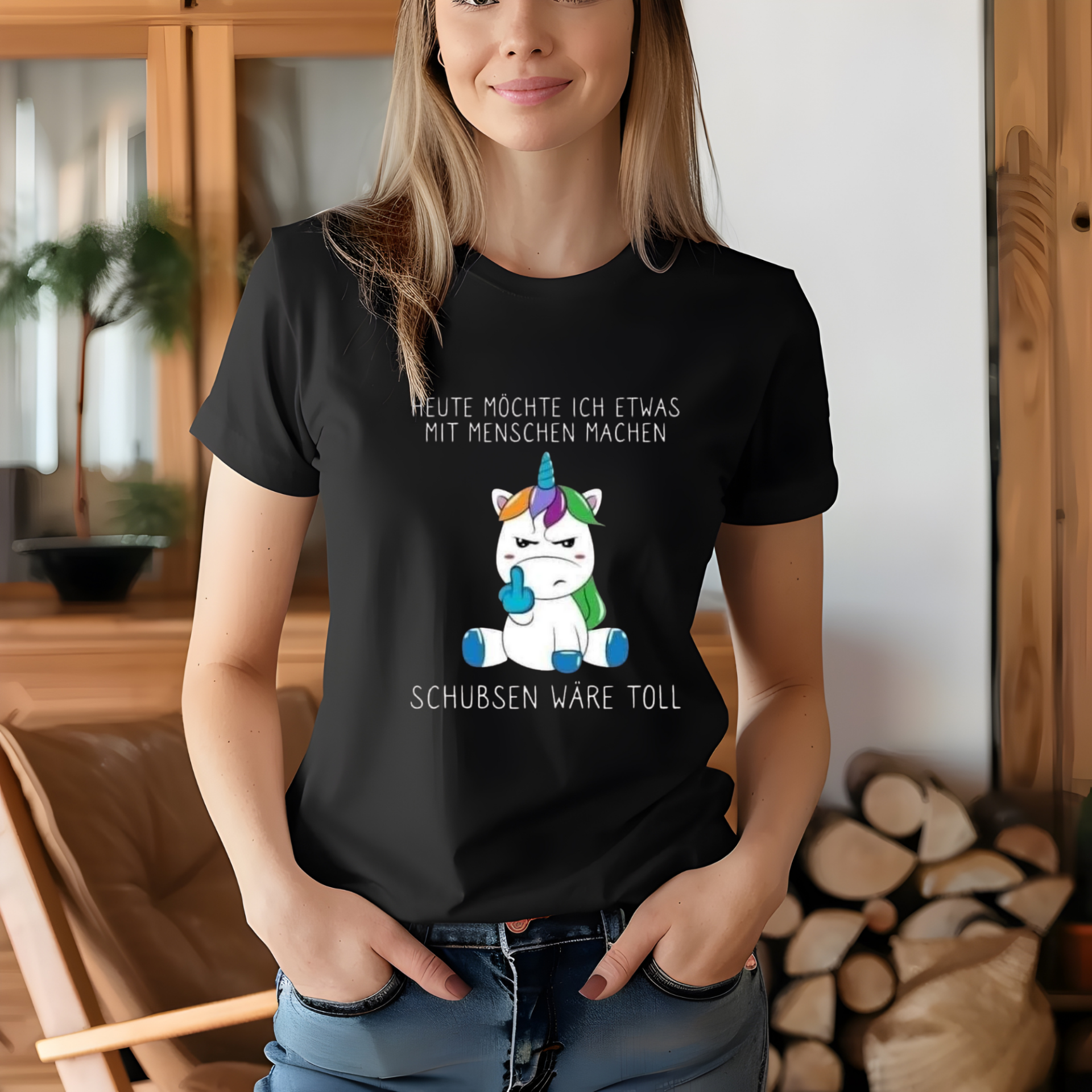 Shirt – „Heute würde ich was mit Menschen machen – schubsen wäre ganz toll“