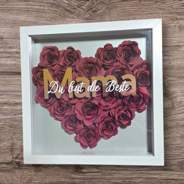 🌸🌷 Gefüllter Bilderrahmen mit handgedrehten Papierrosen – zum Muttertag 🌷🌸