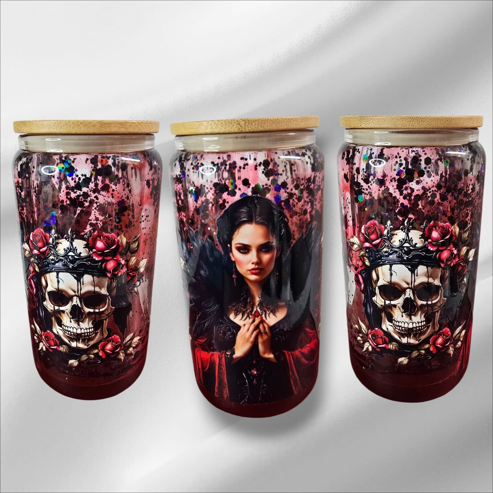 Schneekugelbecher mit Vampire Design und Lavaeffekt