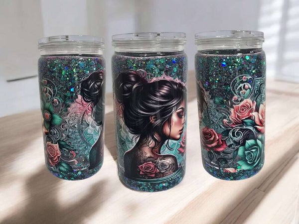 ✨ Glitzerbecher mit Motiv 🧋