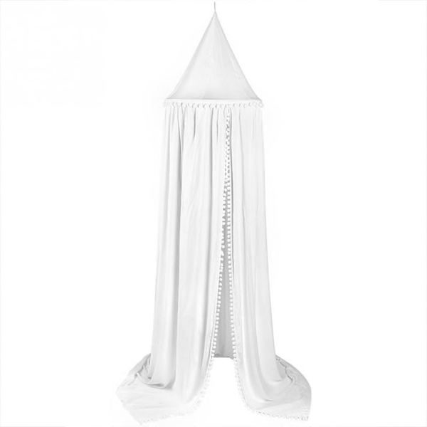 Klamboe Witte met witte bollen decoratie 