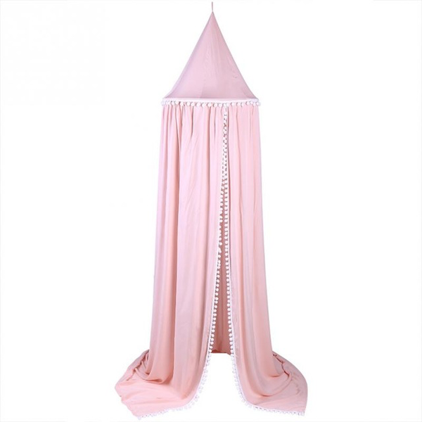 Klamboe Roze met witte bollen decoratie 