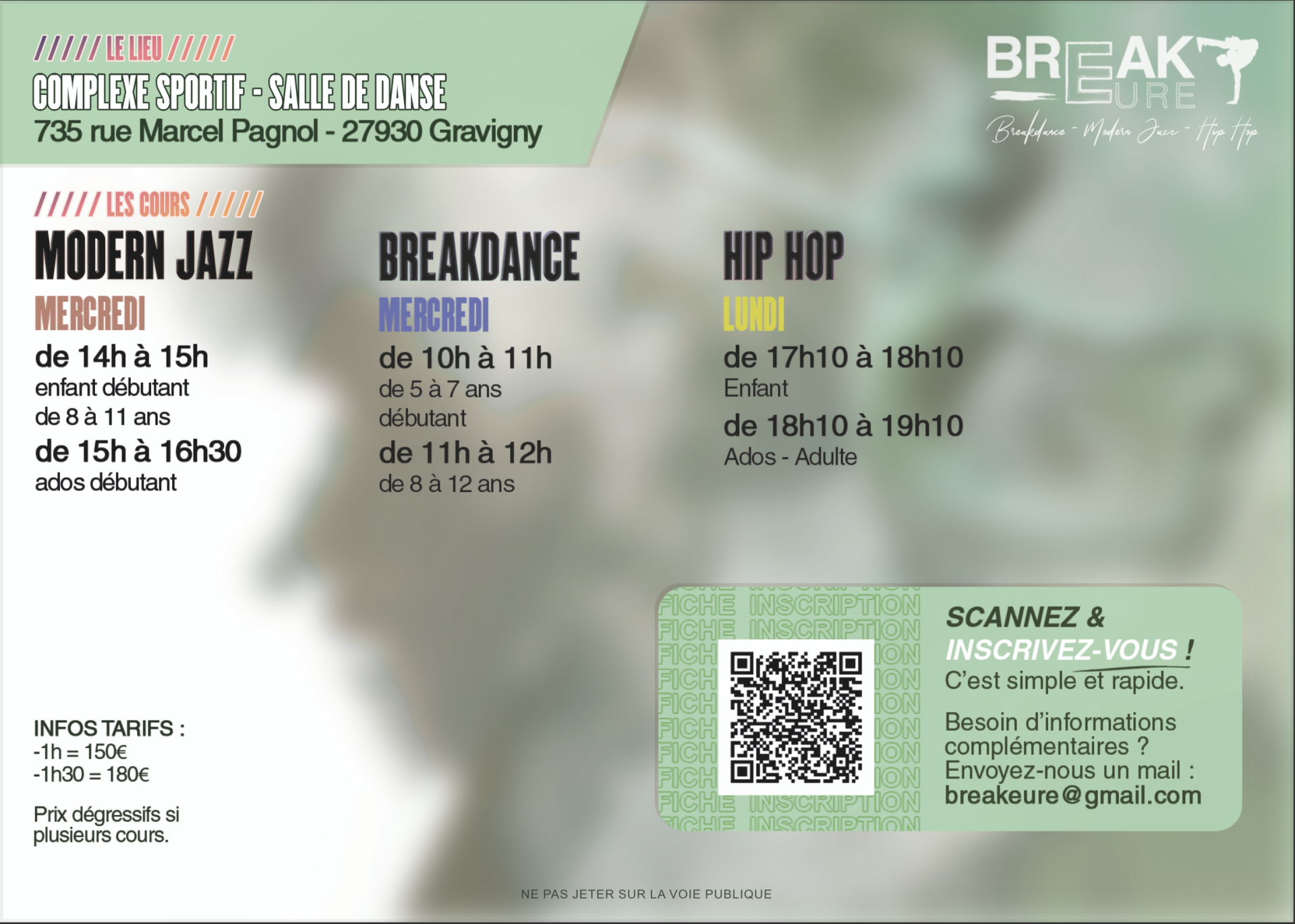 planning des cours de danses