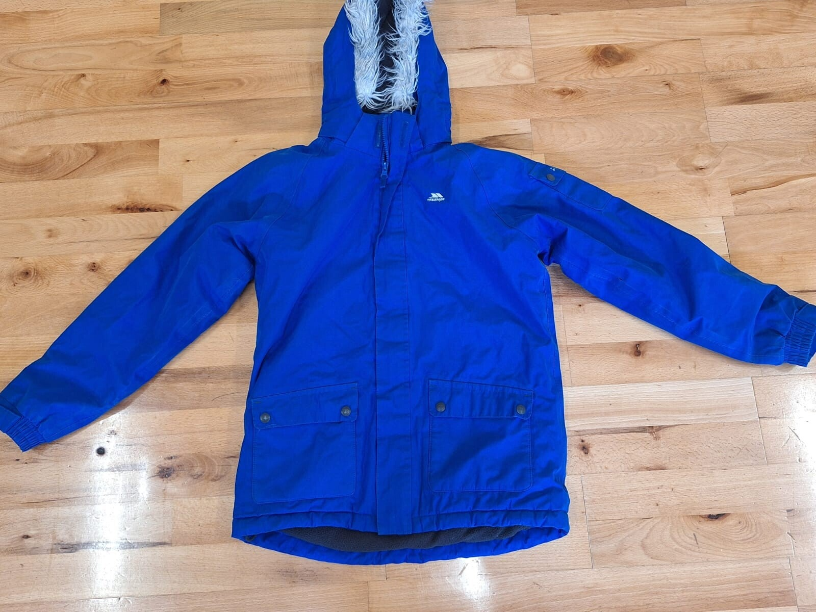 Trespass blue fur hood padded jacket - age 11-12
