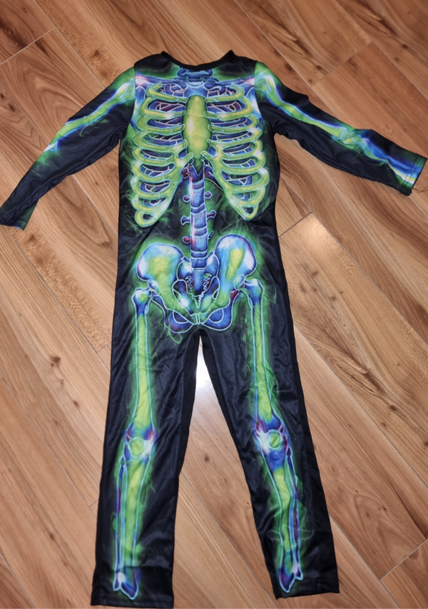Skeleton costume with mask and gloves - age 7-8