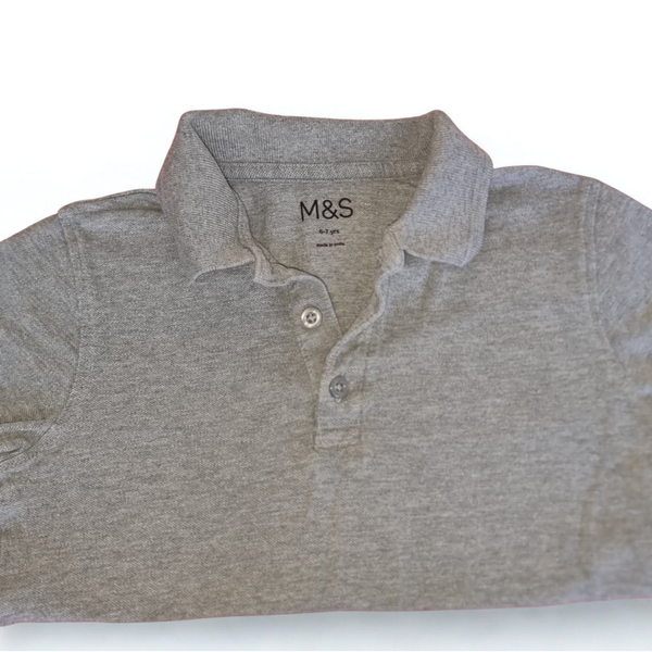 5 x Grey Polo Shirts - M&S - age 6-7
