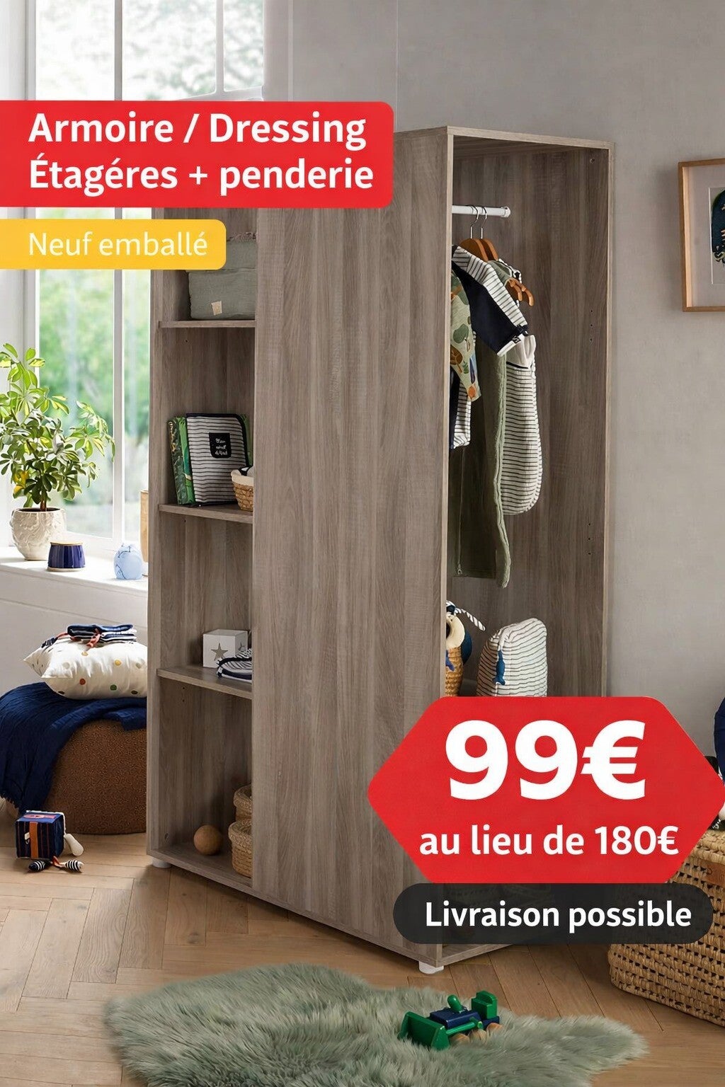 Armoire dressing - Étagères + penderie