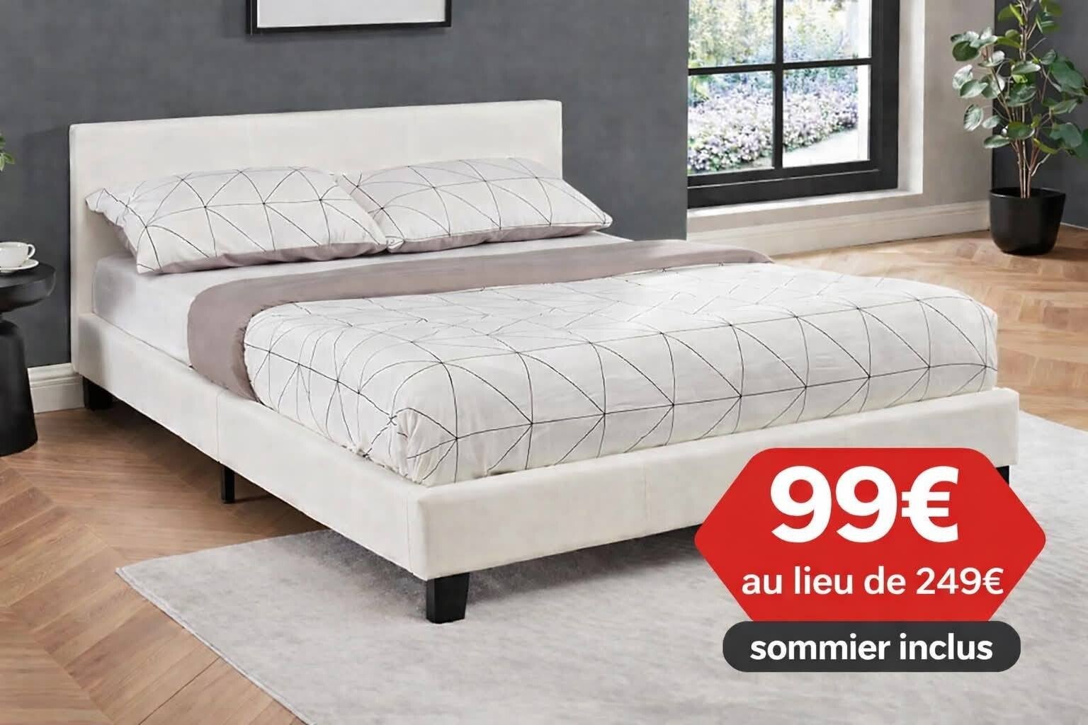 Lit complet avec sommier inclus - Blanc