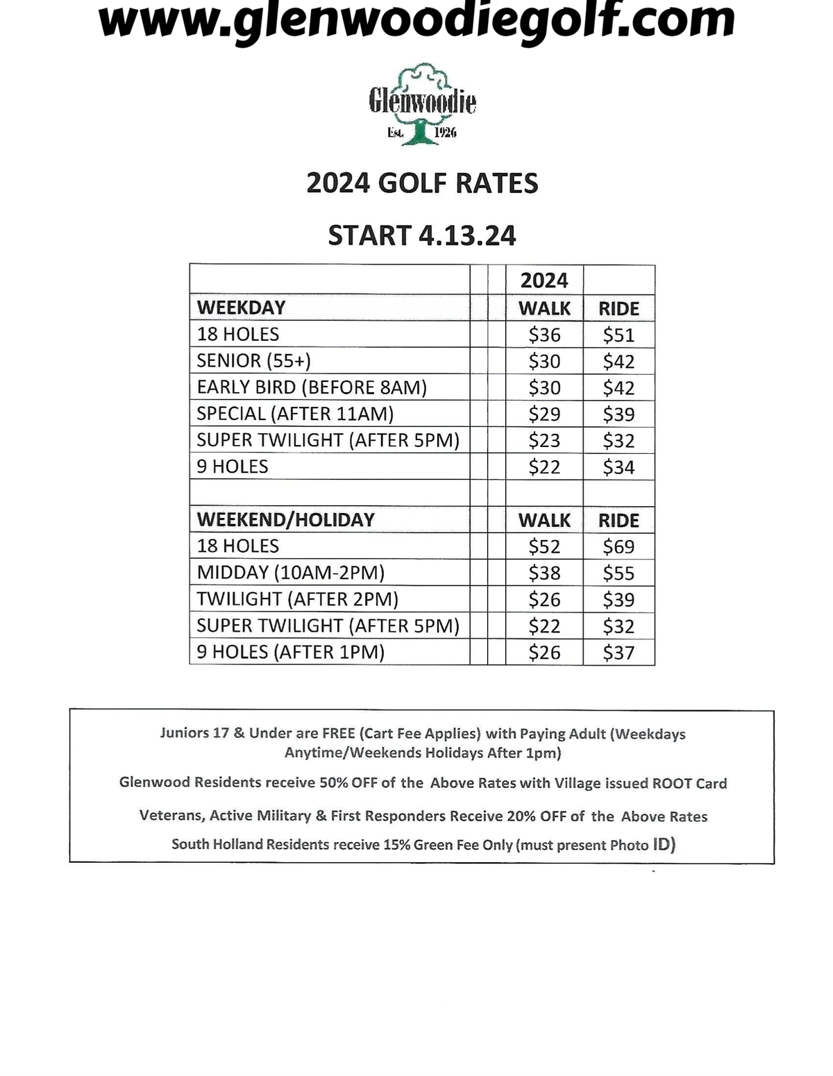 Glenwoodie rates** | The Affordable Golfer