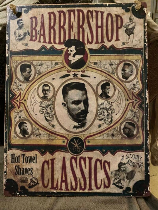 Houten plaat Barbershop