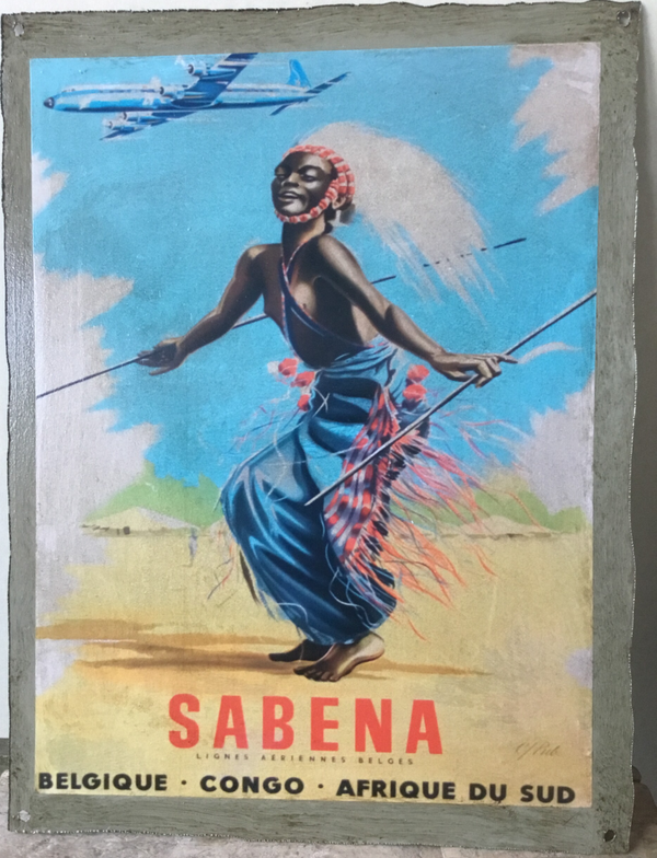 Metalen plaat "Sabena Congo"