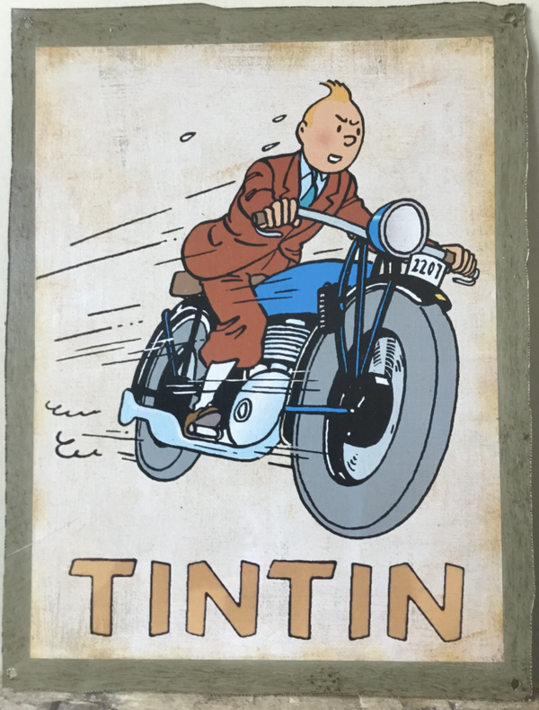 Metalen plaat  "Tintin moto"