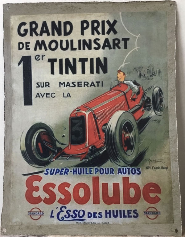 Metalen plaat "Tintin Essolube"