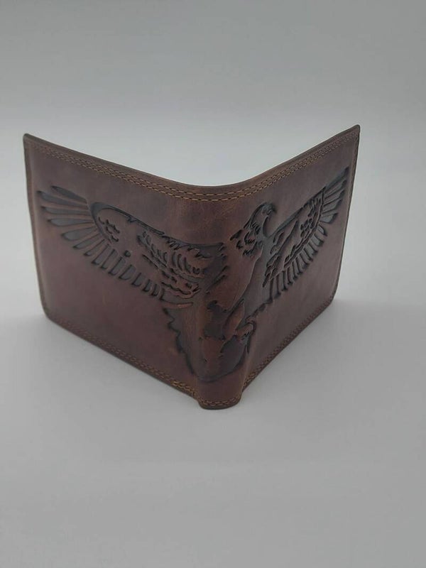Heren Portemonnee met een print - Billfold - Volledig Leer - Dubbel gestikt - RFID - NEW EAGLE 7402