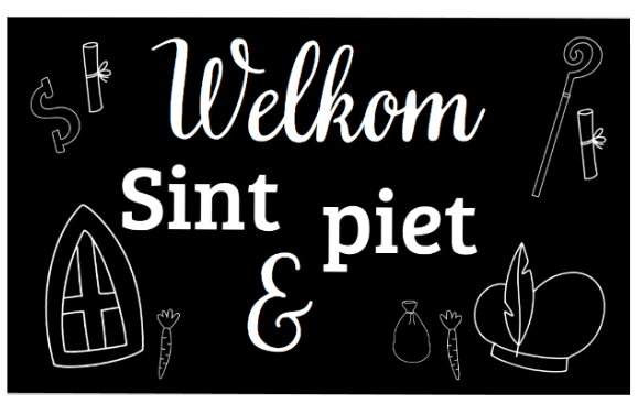 Raamsticker Welkom Sint en piet, rechthoek