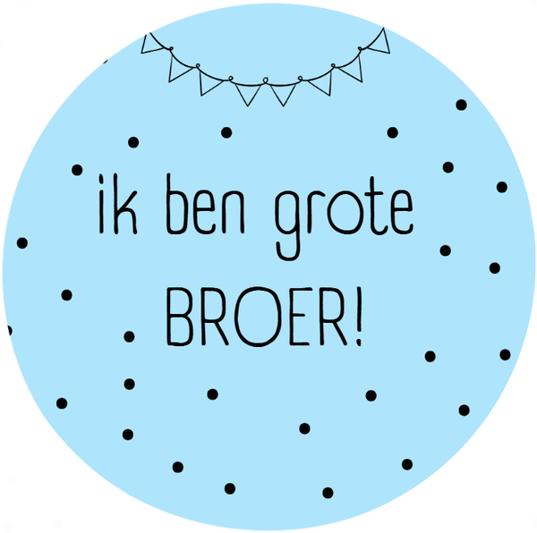 Blauwe ronde sticker; Ik ben grote broer!