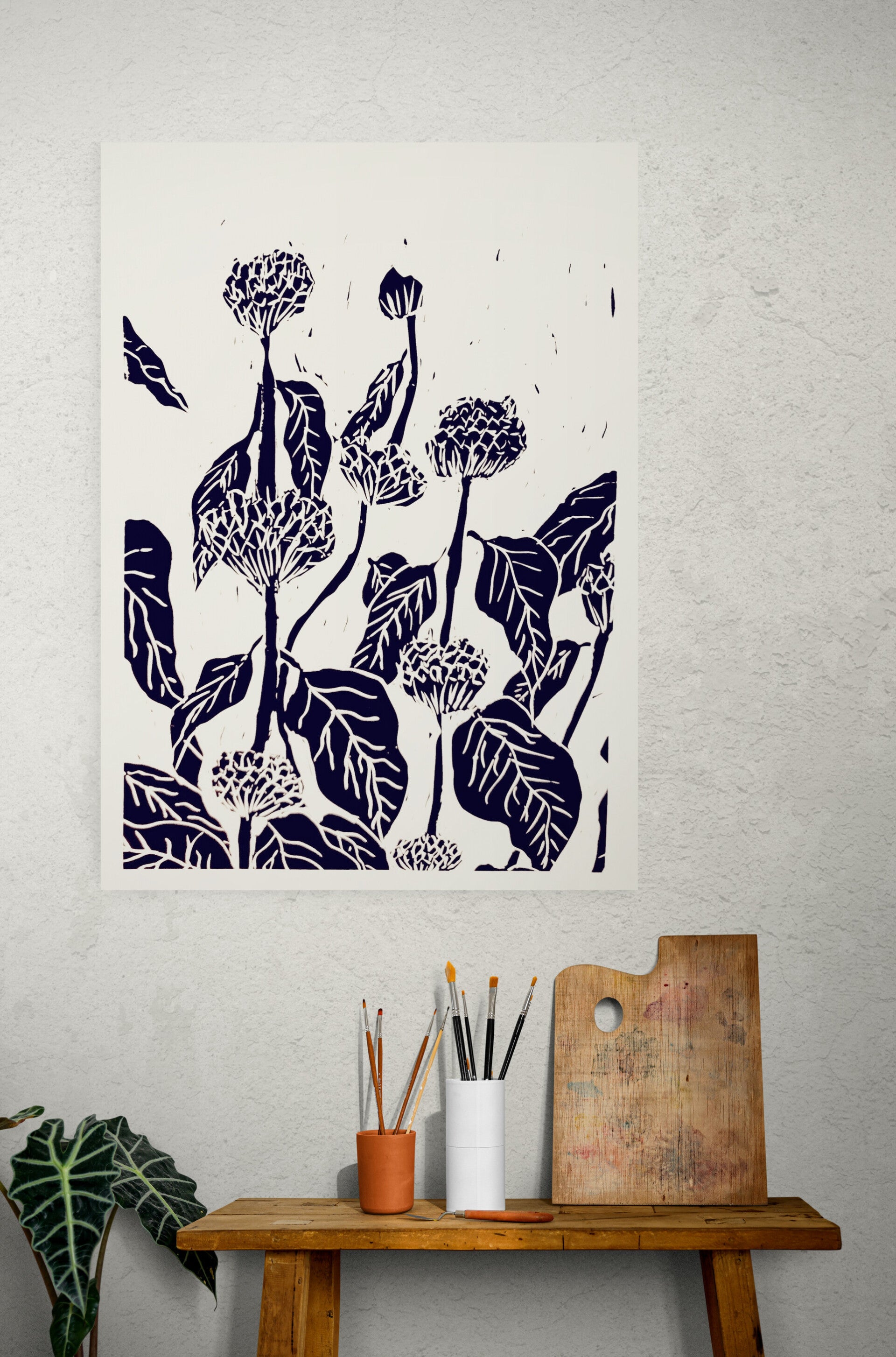Zeefdruk 2 sgraffito bloemen (zwaardere kwaliteit papier)