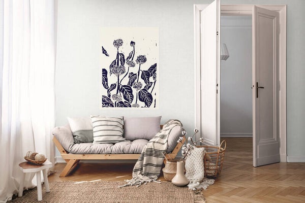 Zeefdruk 1 sgraffito bloemen