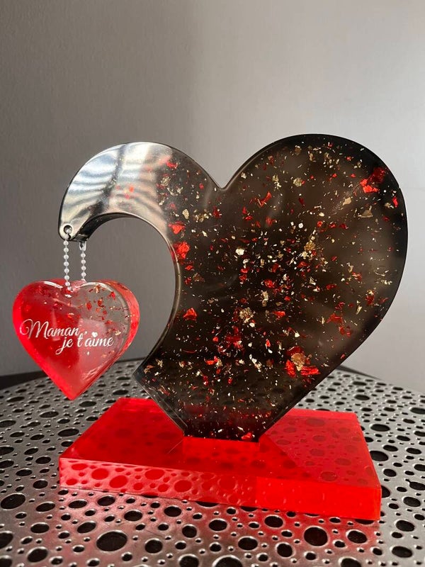 Double coeur sur socle