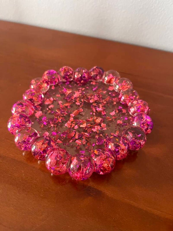 Vide poche fleurs rose