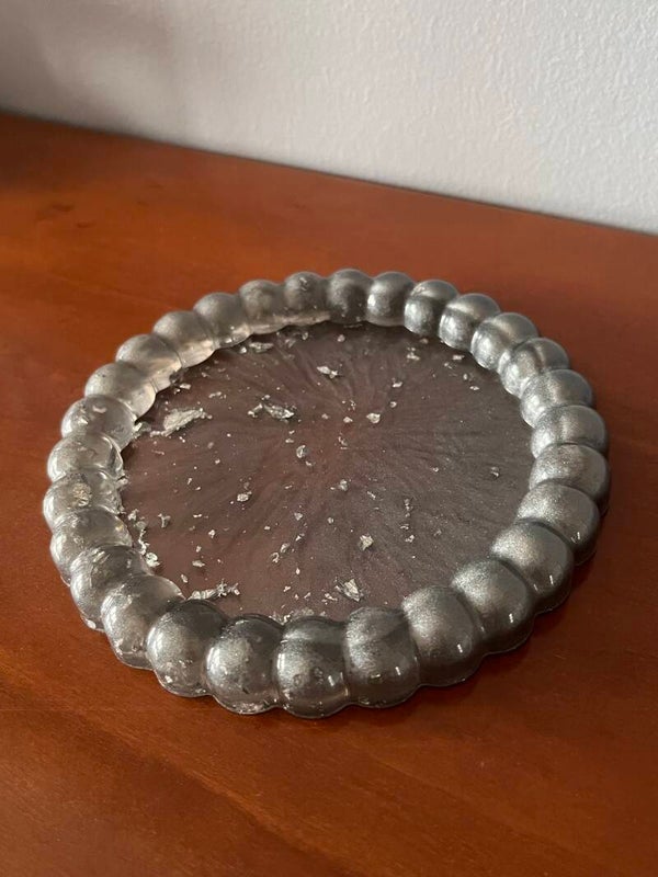 Vide poche rond argenté