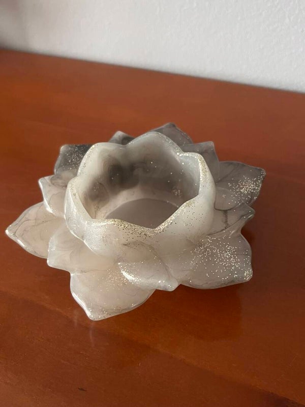 bougeoir lotus effet marbré