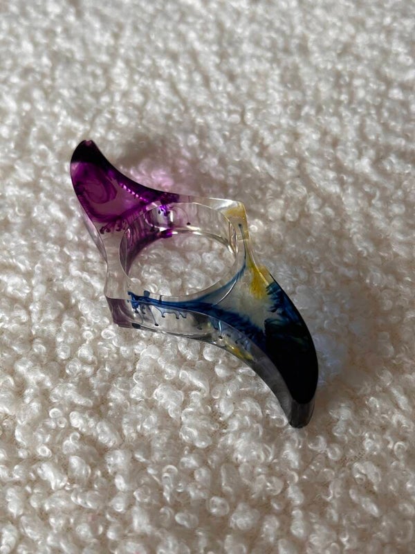 Bague de lecture violette, bleu et jaune