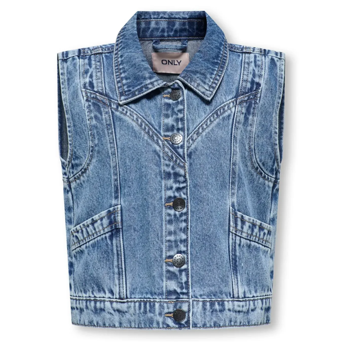 Only - Denim gilet blauw