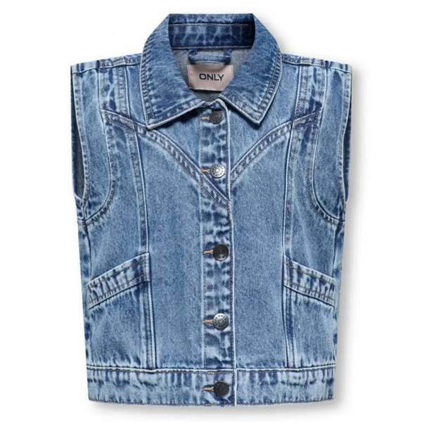 Only - Denim gilet blauw