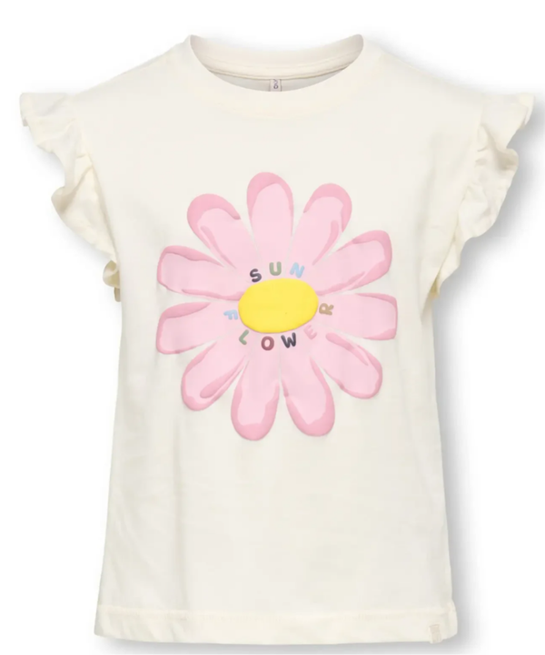 Only Mini - Tshirt offwhite met bloem
