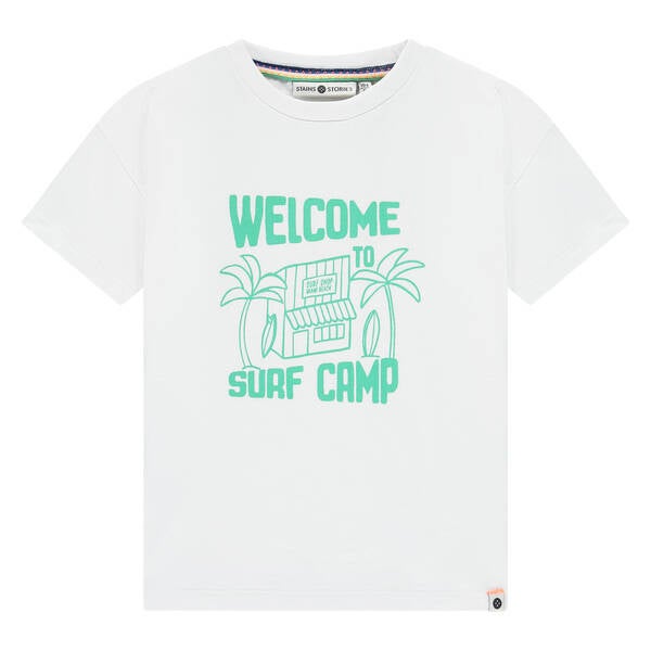 Stains&Stories - Tshirt wit met groene print