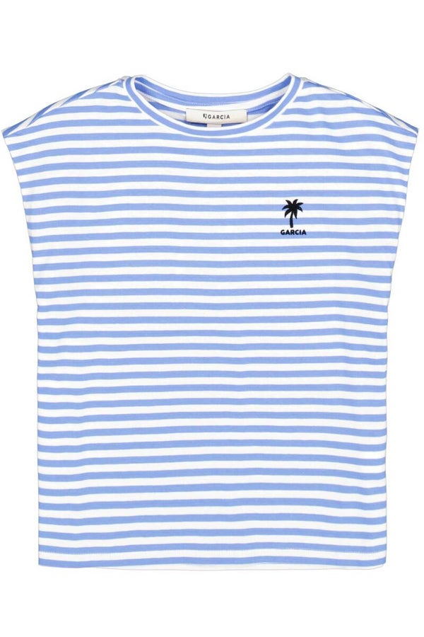 Garcia - Top blauw wit gestreept