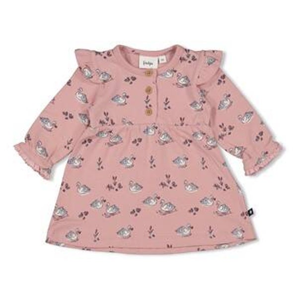 Feetje - Jurk roze met zwaantjes