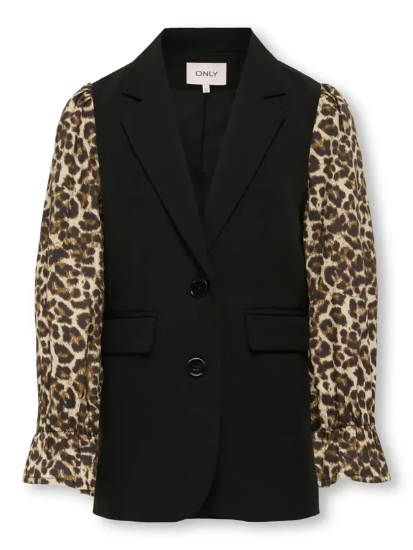 Only  - Blazer zwart met panterprint mouwen