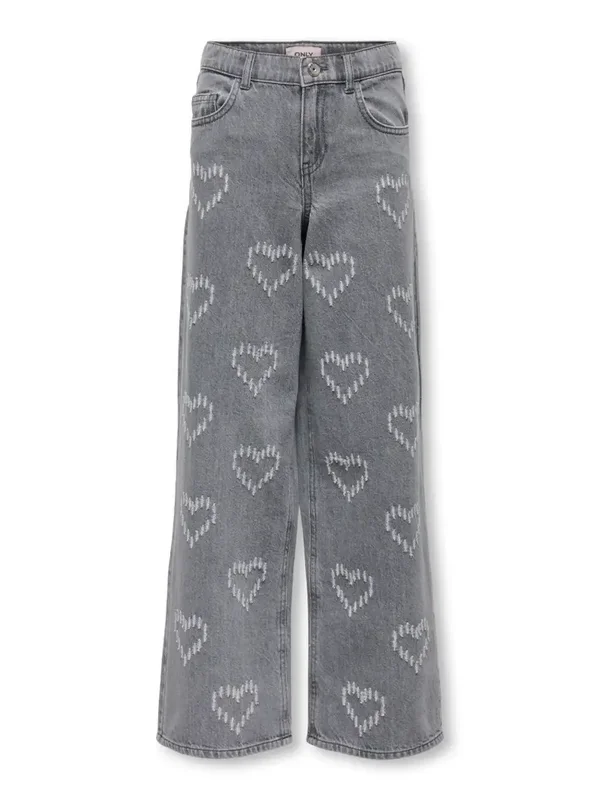 Only   - Wide leg grijs met hartjes