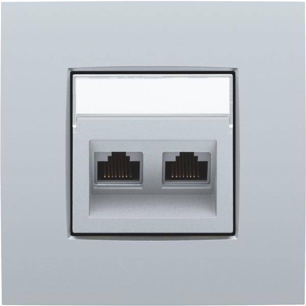 NIKO Centraalplaat 2x RJ45 STP cat.6 schuin met doorzichtig tekstveld sterling 121-65400