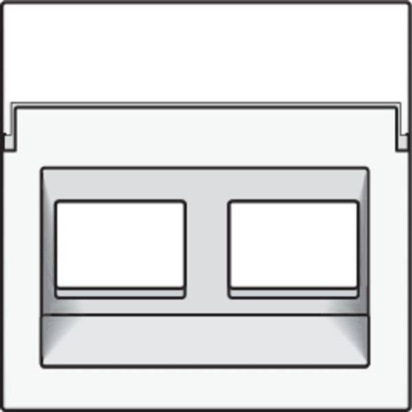 Niko Centraalplaat 2x RJ45 STP cat.6 schuin met doorzichtig tekstveld white steel 154-65400